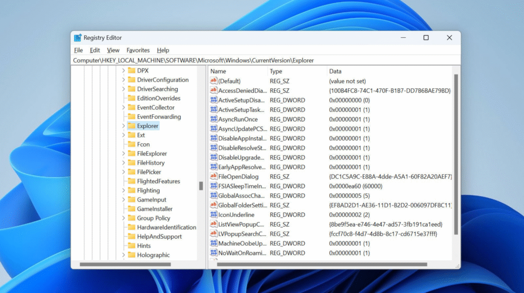 windows registry